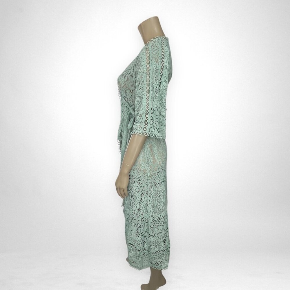 ASOS Maternity 8 Flutter Sleeves Midi Wrap Dress Sheer Not Lined - Picture 2 of 11